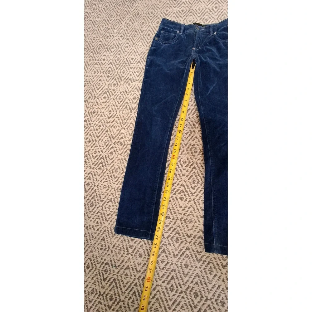 Animale Women's Blue Velvet Slim Fit Pants Made in Brazil *See Measurements